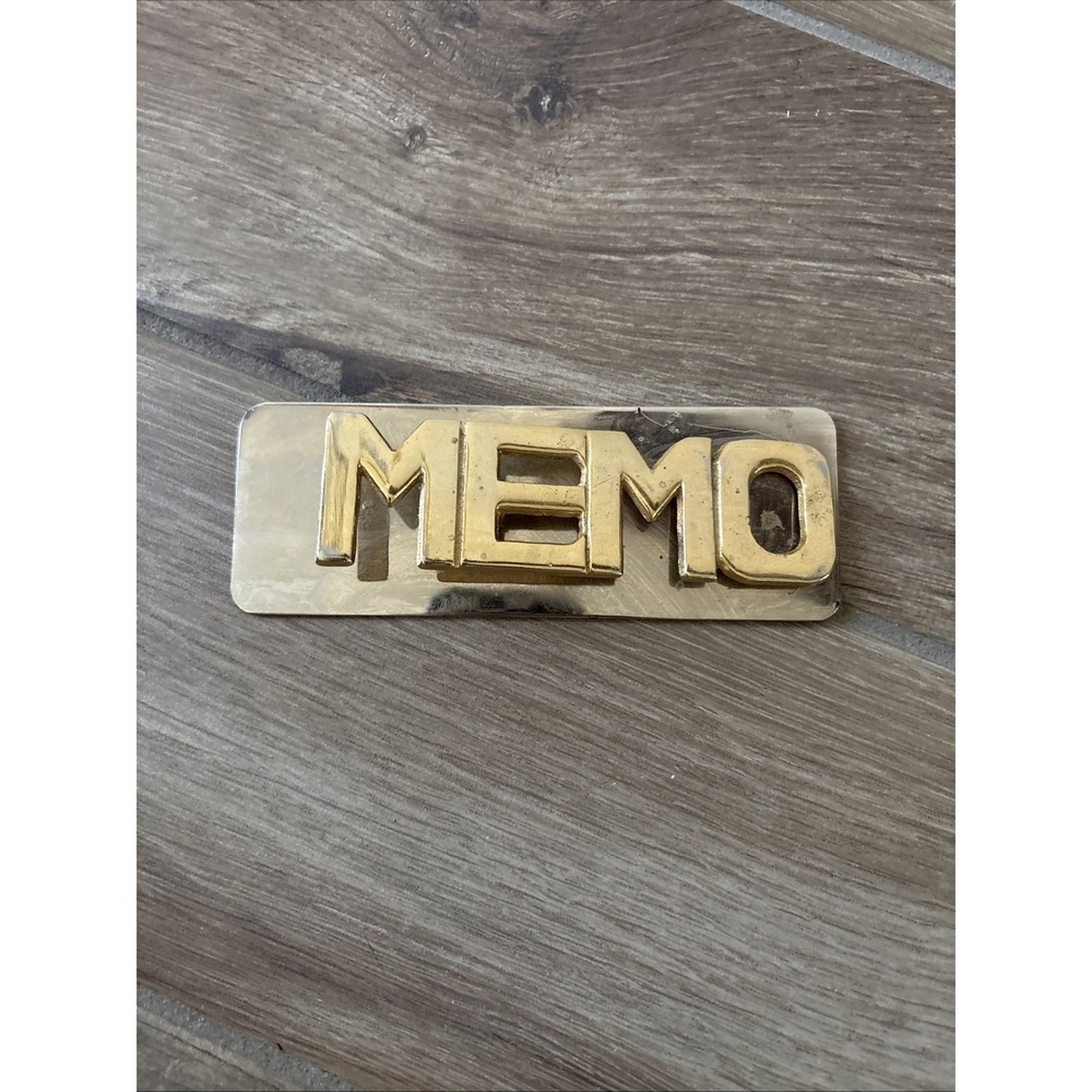 Vintage Brass Paper Holder Desk Memo Desktop 1980s